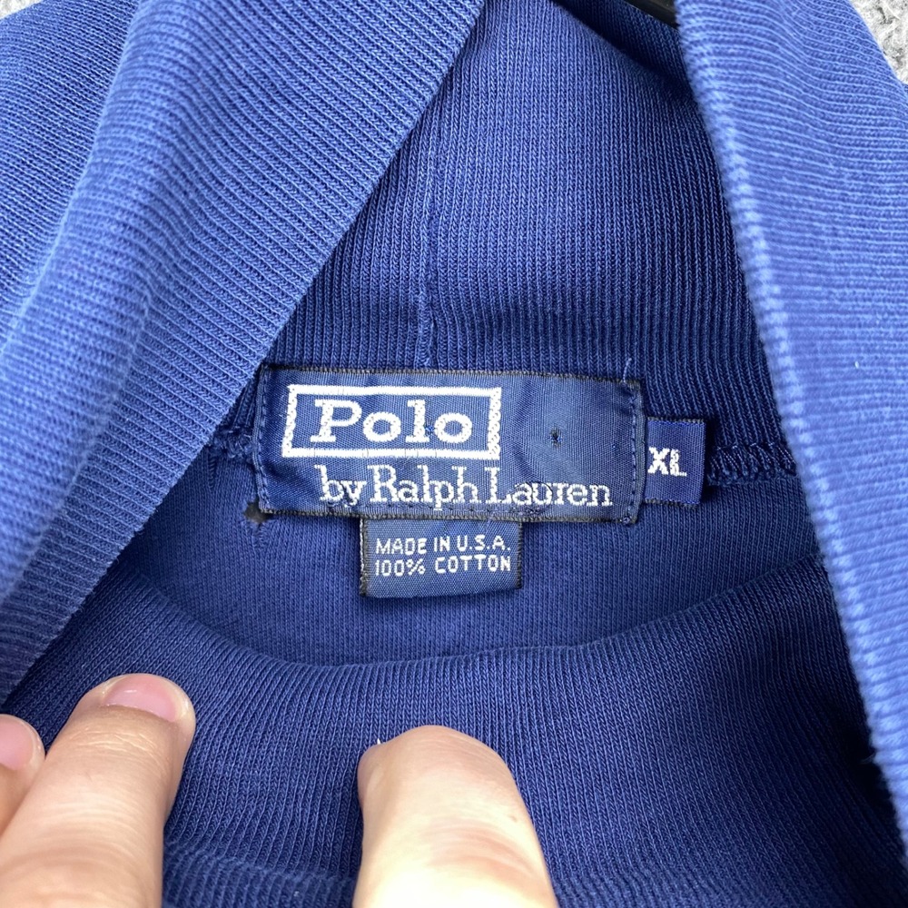 Vintage Polo Ralph Lauren Men's XL Blue Long Sleeve Turtle Neck Cotton Shirt USA - Picture 2 of 7